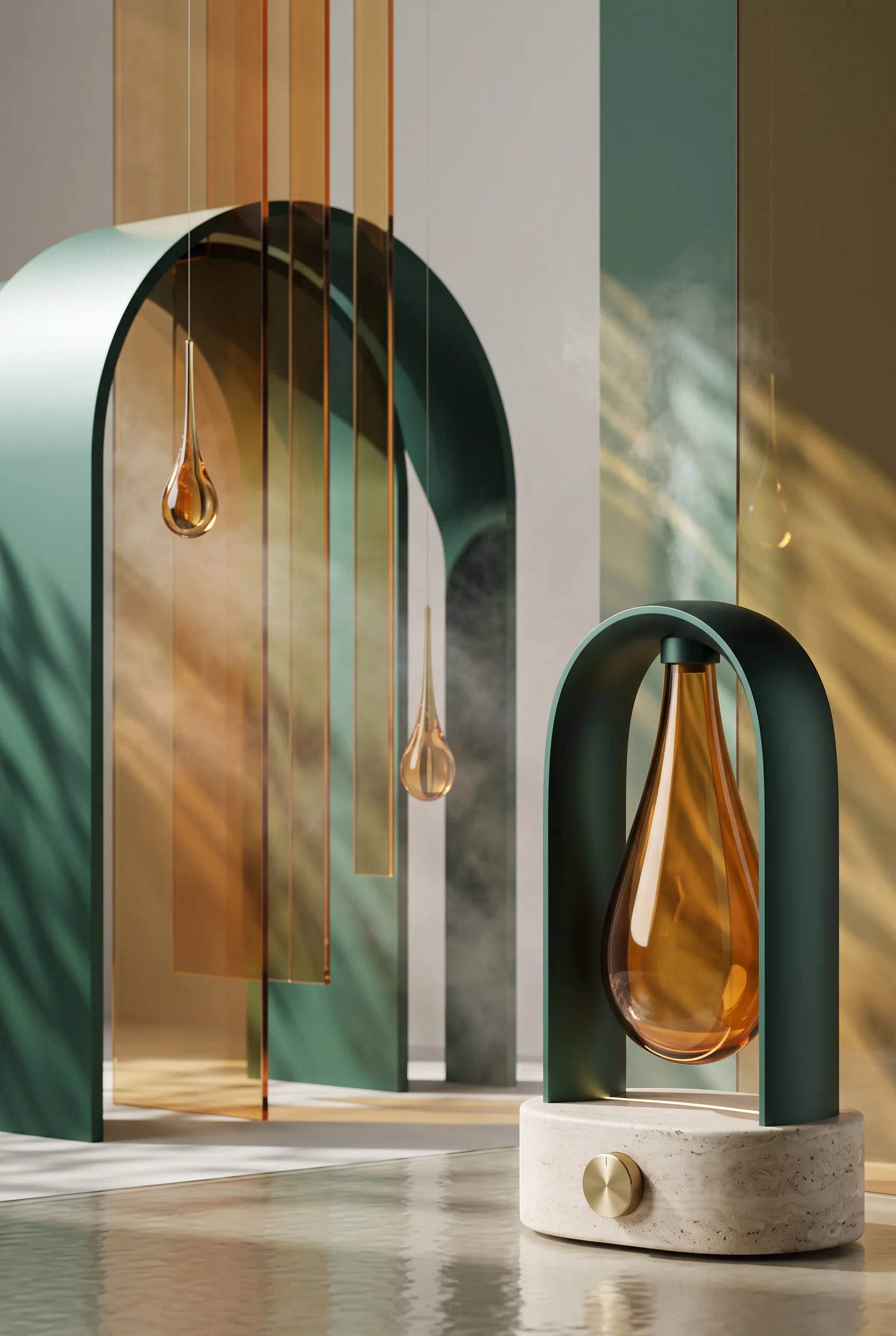 AI-generated architectural ecommerce campaign for an original sculptural aroma diffuser